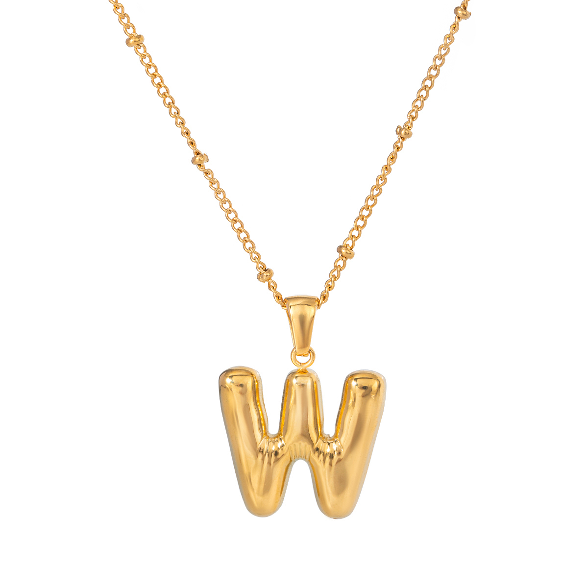 Goud / 1 stuk Eenvoudige casual stijl letter W vorm roestvrij staal 18K verguld dames hanger ketting Afbeelding23